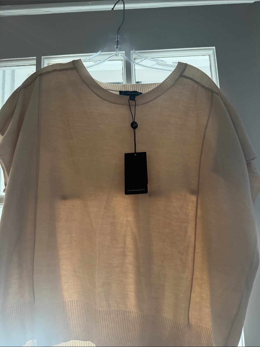 Adrianna Pappell Women's Light Cream Scoop Neck Sweater- XL